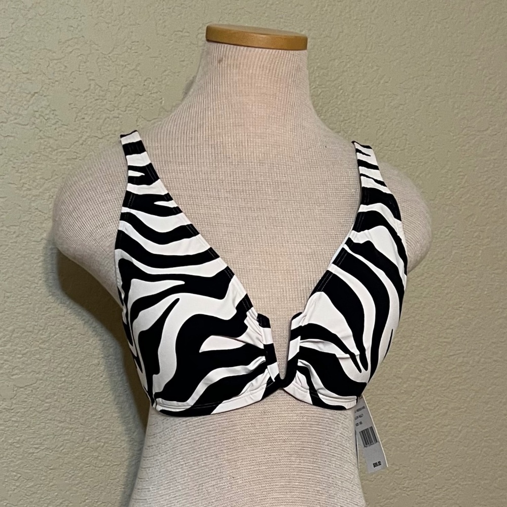 NWT Bleu Rod Beattie Zebra printed "El Morocco" Bikini Top Size 36D